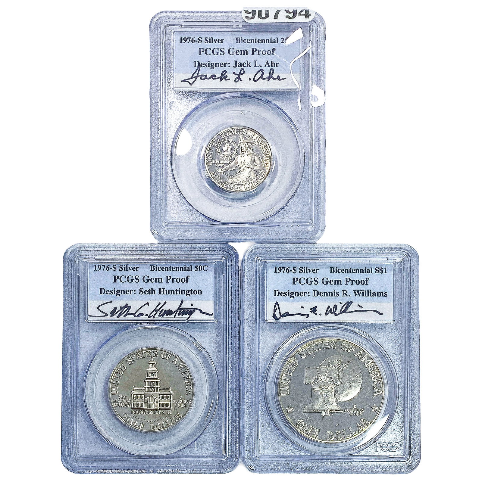 [3 Coins] 1976-S Sliver $1, 50C, 25C Gem Proof Set PCGS: [3 Coins] 1976-S Sliver $1, 50C, 25C Gem Proof Set PCGS