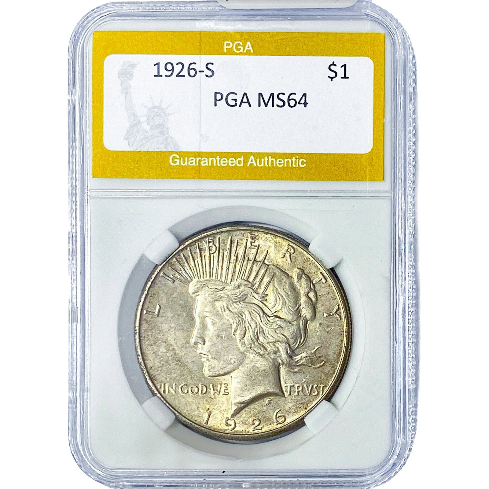 1926-S Silver Peace Dollar PGA MS64: 1926-S Silver Peace Dollar PGA MS64