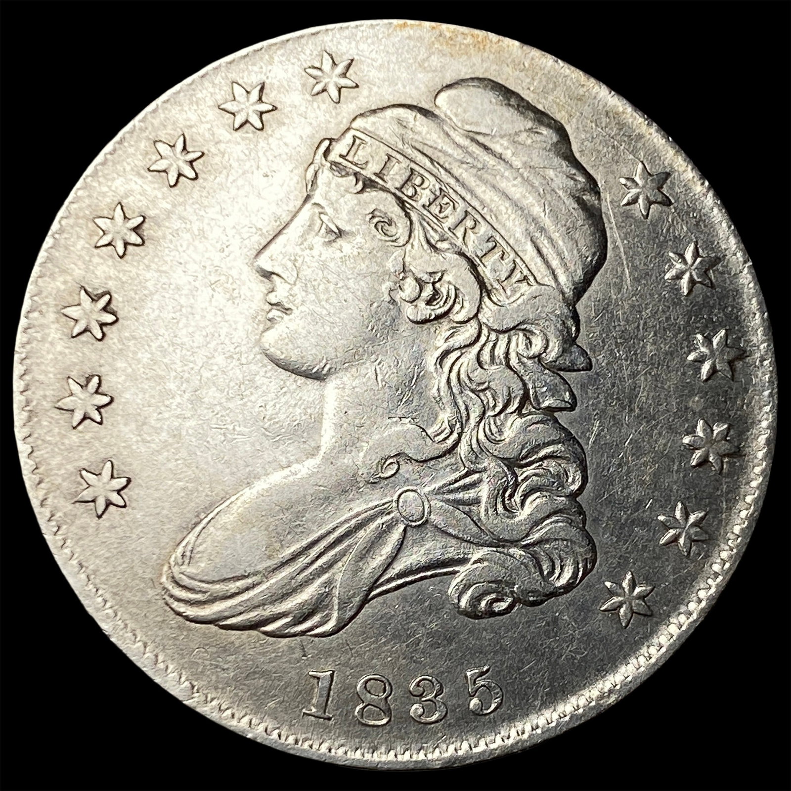 1835 Capped Bust Half Dollar CLOSELY UNCIRCULATED: 1835 Capped Bust Half Dollar CLOSELY UNCIRCULATED
