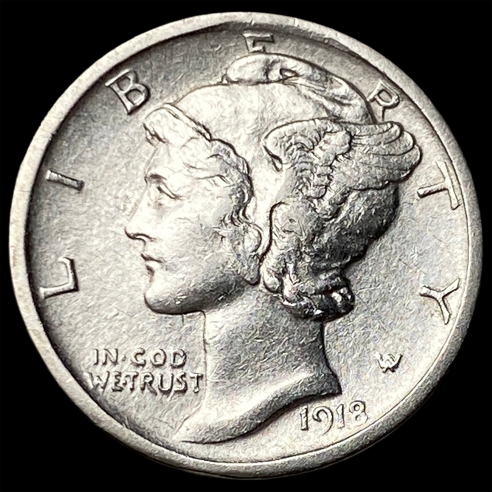 1918-S Silver Mercury Dime CLOSELY UNCIRCULATED: 1918-S Silver Mercury Dime CLOSELY UNCIRCULATED