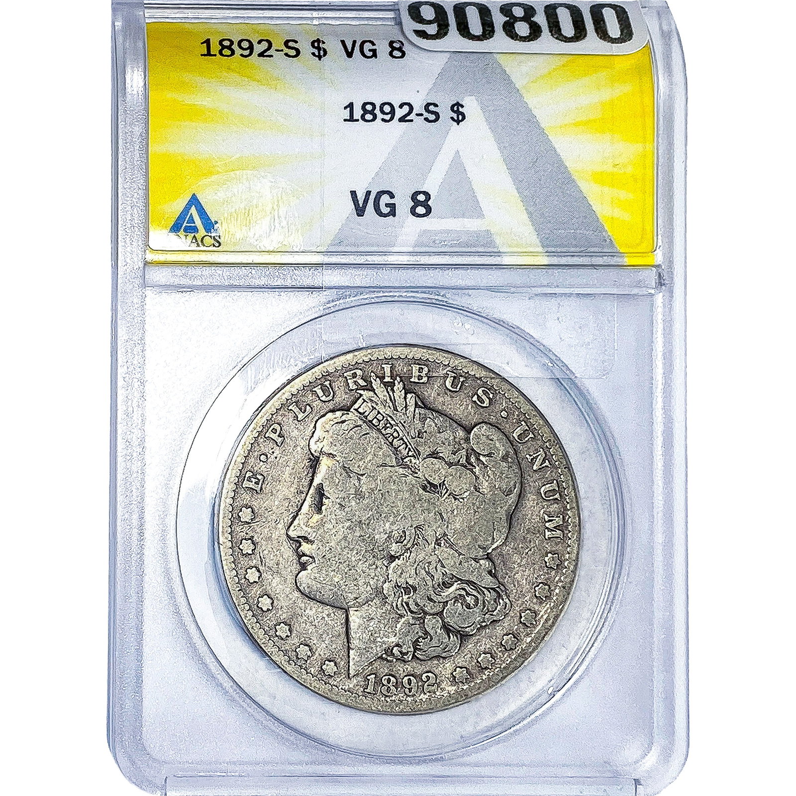 1892-S Morgan Silver Dollar ANACS VG8: 1892-S Morgan Silver Dollar ANACS VG8