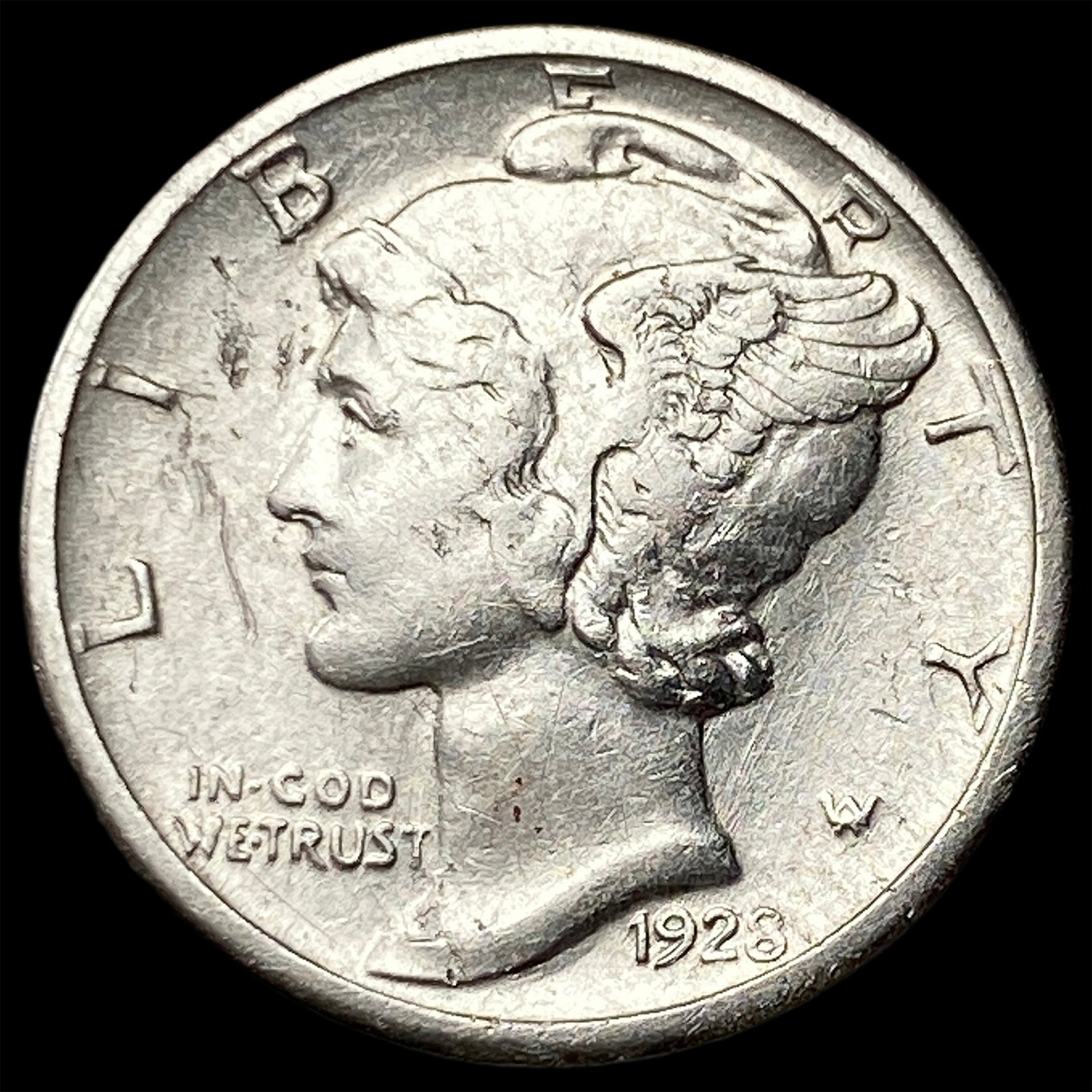 1928-S Silver Mercury Dime ABOUT UNCIRCULATED: 1928-S Silver Mercury Dime ABOUT UNCIRCULATED