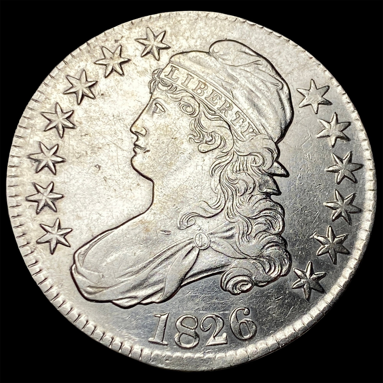 1826 Silver Capped Bust Half Dollar CLOSELY UNCIRCULATED: 1826 Silver Capped Bust Half Dollar CLOSELY UNCIRCULATED