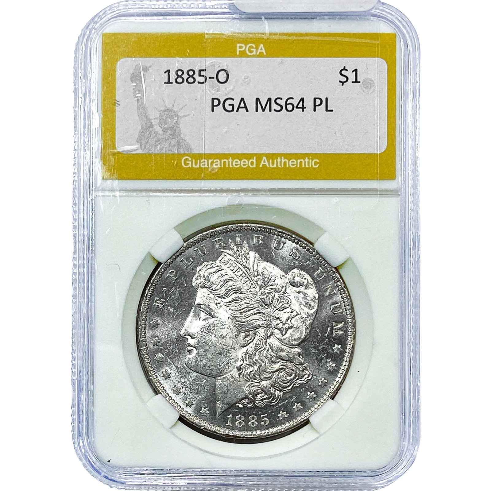 1885-O Morgan Silver Dollar PGA MS64 PL: 1885-O Morgan Silver Dollar PGA MS64 PL