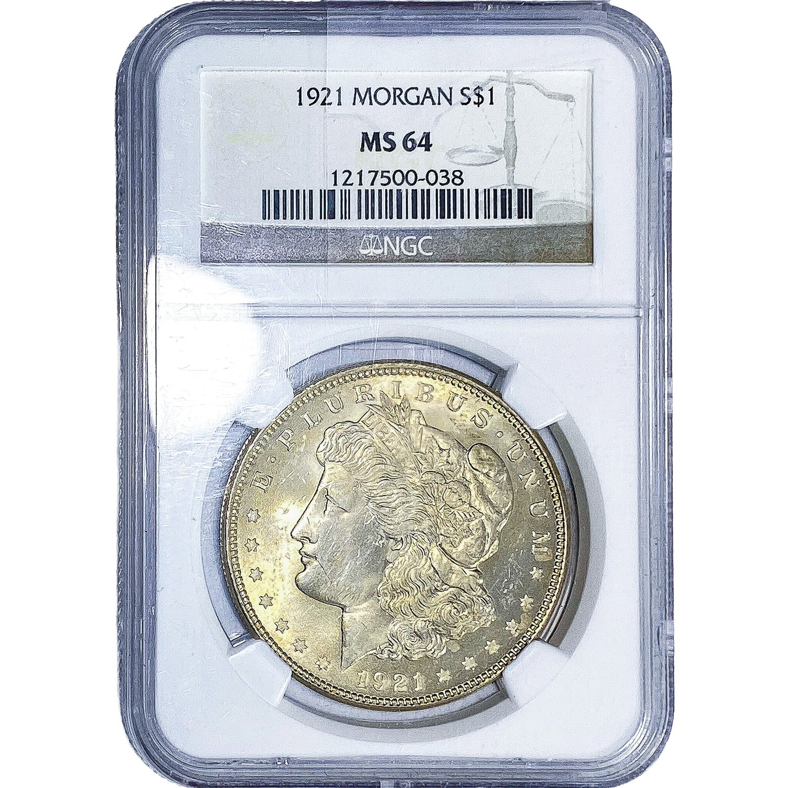1921 Morgan Silver Dollar NGC M64: 1921 Morgan Silver Dollar NGC M64