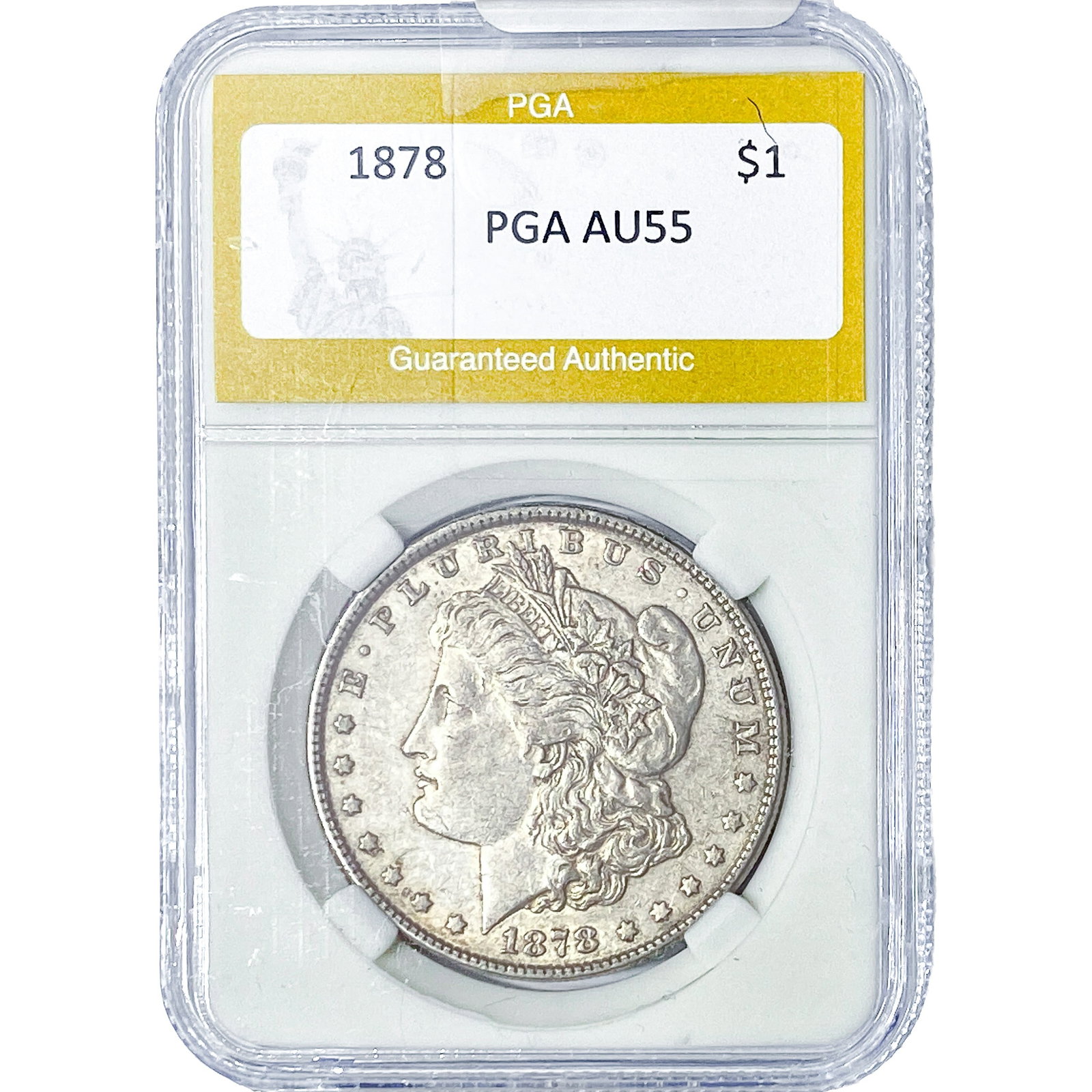 1878 Morgan Silver Dollar PGA AU55: 1878 Morgan Silver Dollar PGA AU55
