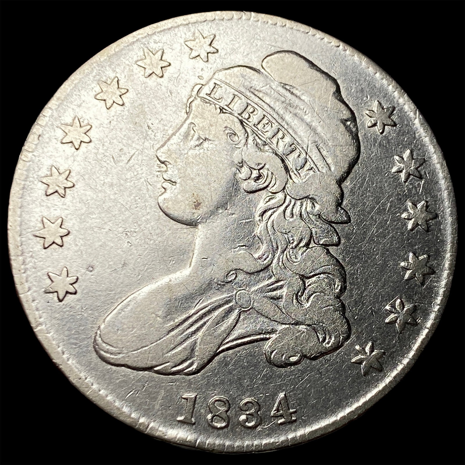 1834 Silver Capped Bust Half Dollar ABOUT UNCIRCULATED: 1834 Silver Capped Bust Half Dollar ABOUT UNCIRCULATED