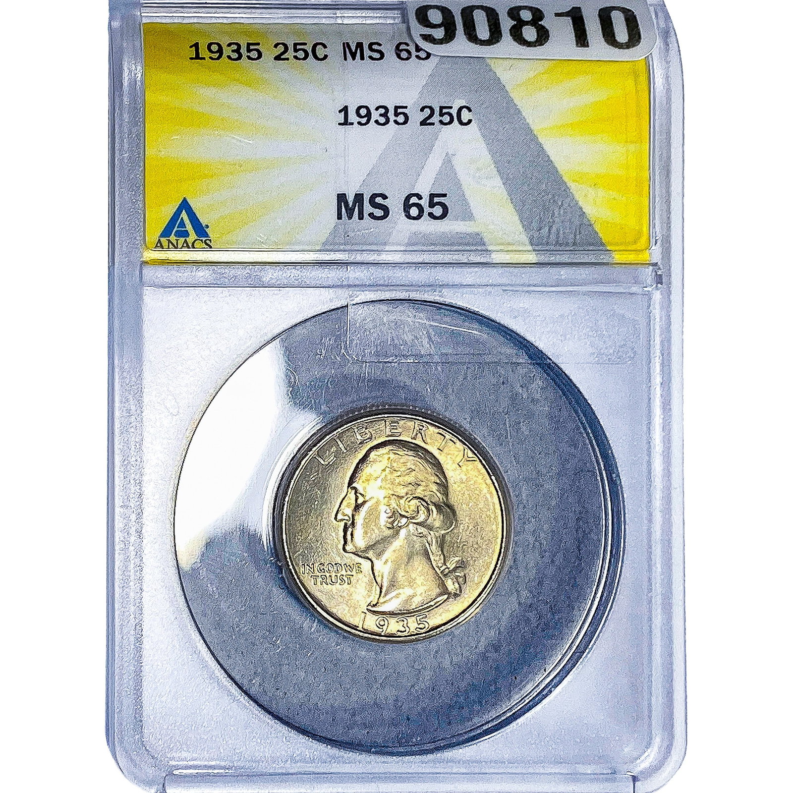 1935 Washington Silver Quarter ANACS MS65: 1935 Washington Silver Quarter ANACS MS65