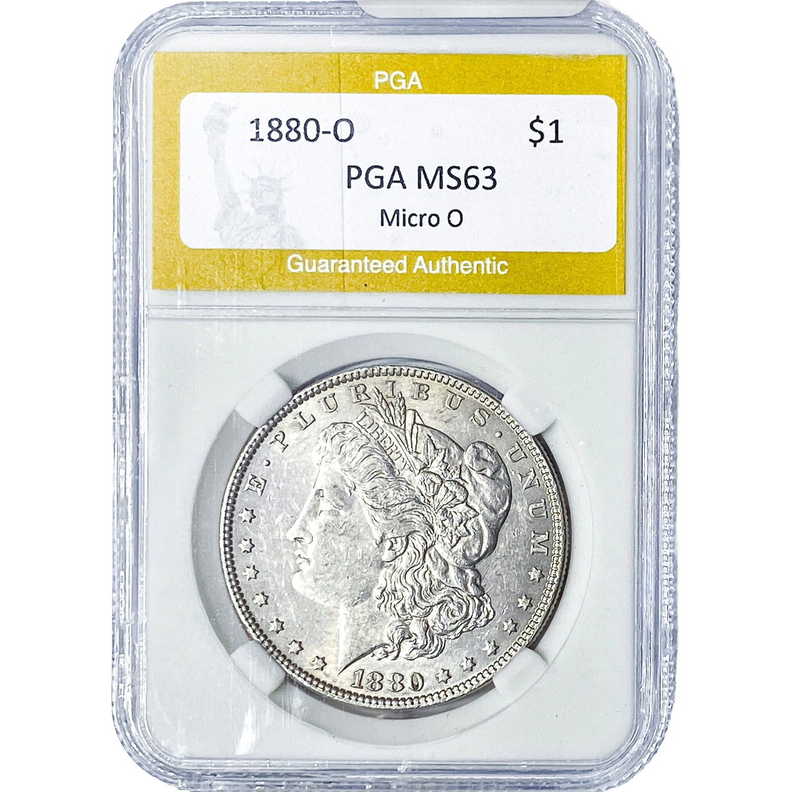 1880-O Morgan Silver Dollar PGA MS63 Micro O: 1880-O Morgan Silver Dollar PGA MS63 Micro O
