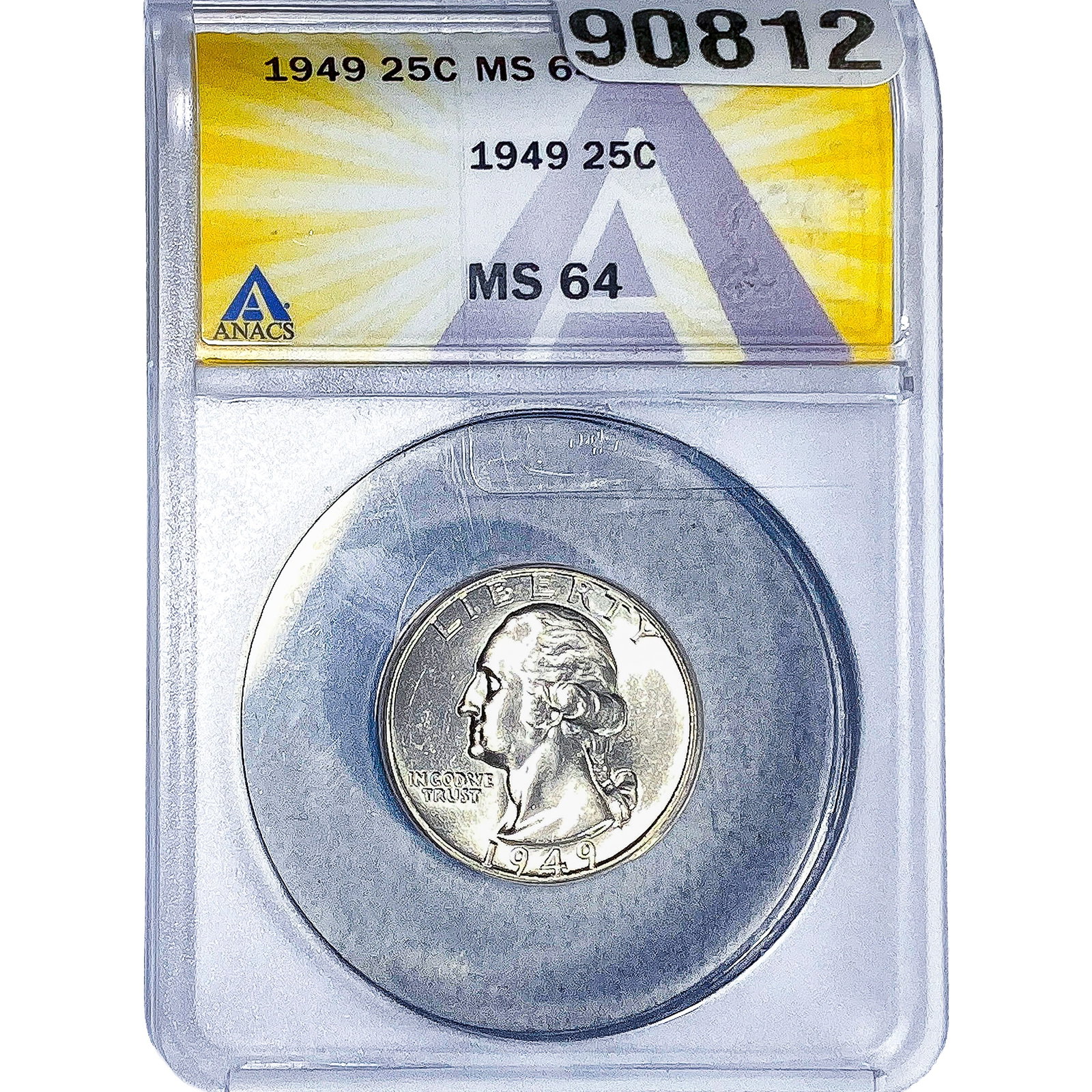 1949 Washington Silver Quarter ANACS MS64: 1949 Washington Silver Quarter ANACS MS64