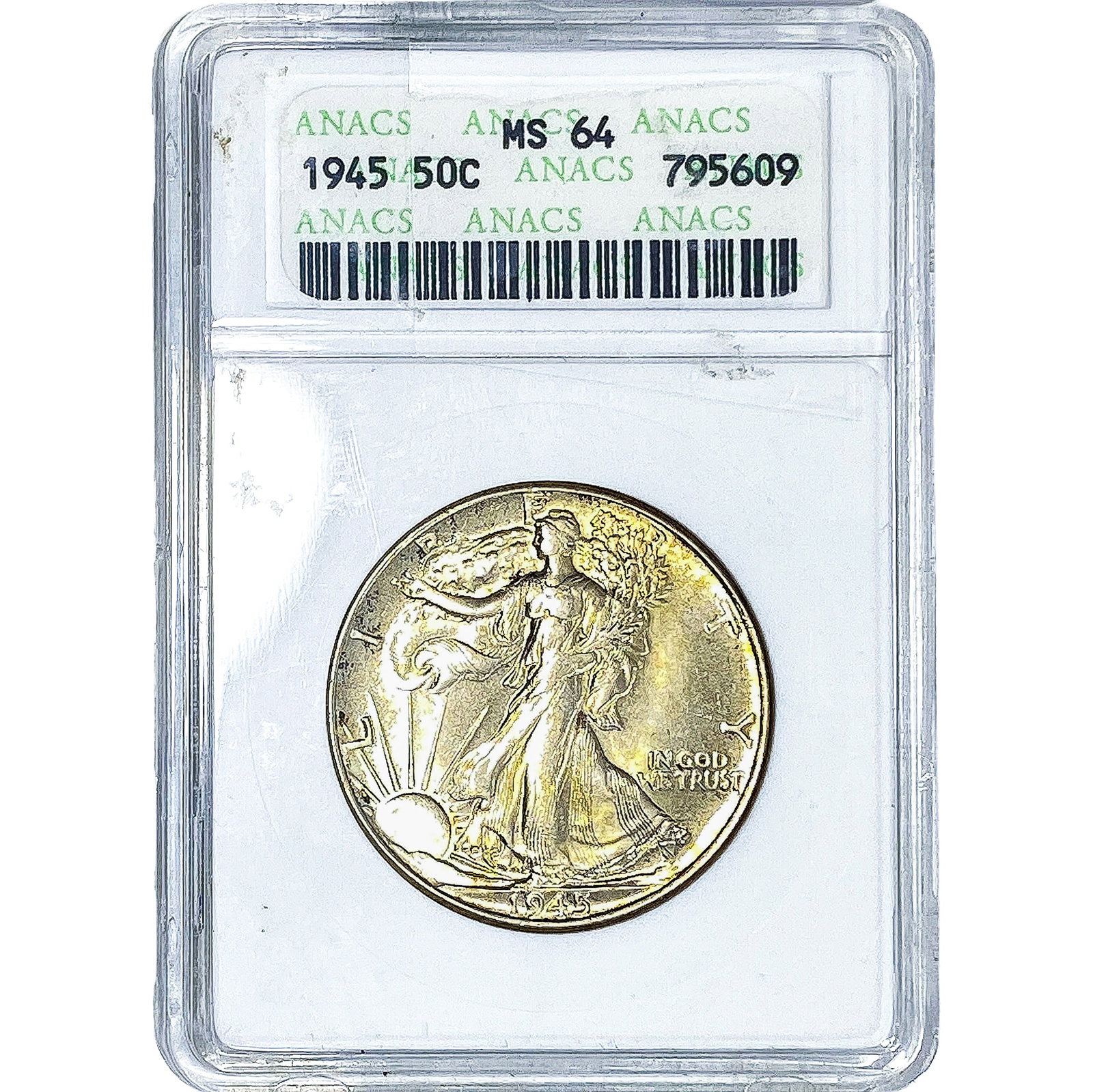 1945 Walking Liberty Half Dollar ANACS MS64: 1945 Walking Liberty Half Dollar ANACS MS64