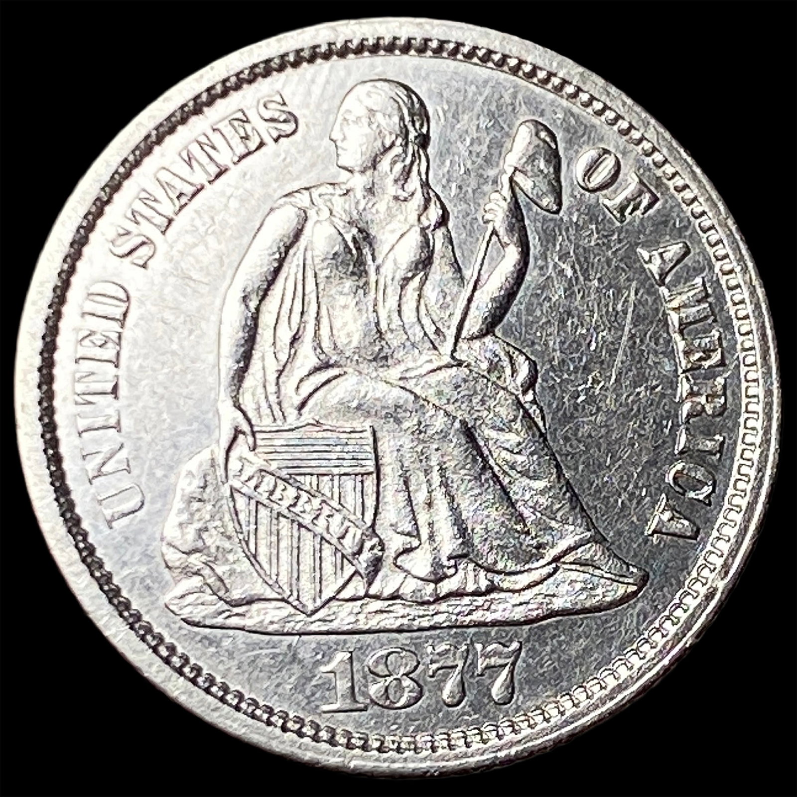 1877-CC Silver Seated Liberty Dime UNCIRCULATED: 1877-CC Silver Seated Liberty Dime UNCIRCULATED