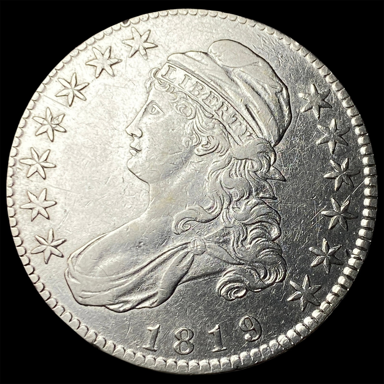 1819 Capped Bust Half Dollar CLOSELY UNCIRCULATED: 1819 Capped Bust Half Dollar CLOSELY UNCIRCULATED