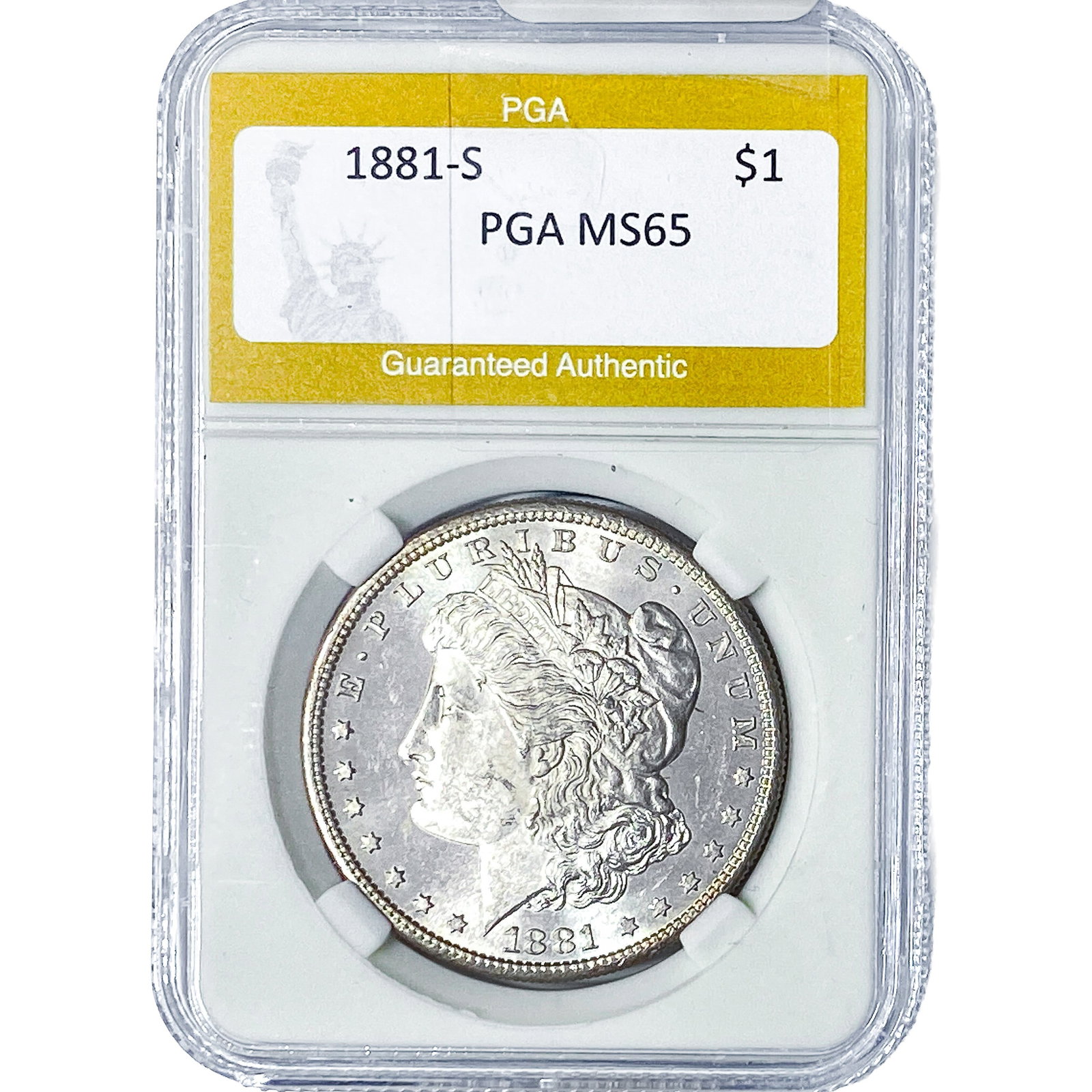 1881-S Morgan Silver Dollar PGA MS65: 1881-S Morgan Silver Dollar PGA MS65