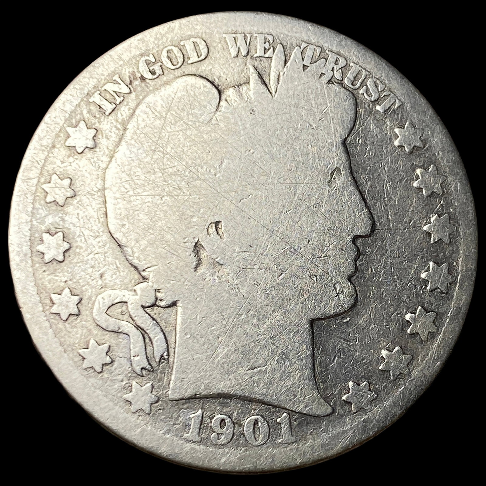 1901-S Barber Silver Half Dollar NICELY CIRCULATED: 1901-S Barber Silver Half Dollar NICELY CIRCULATED
