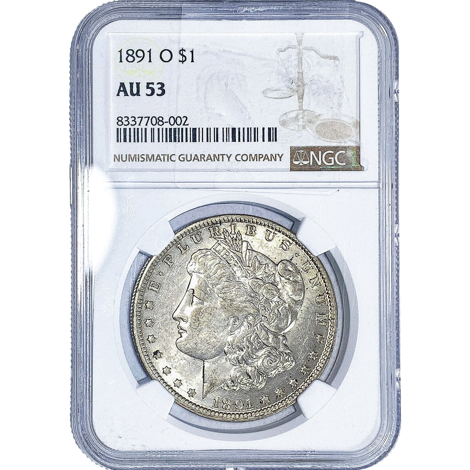 1891-O Morgan Silver Dollar NGC AU53: 1891-O Morgan Silver Dollar NGC AU53