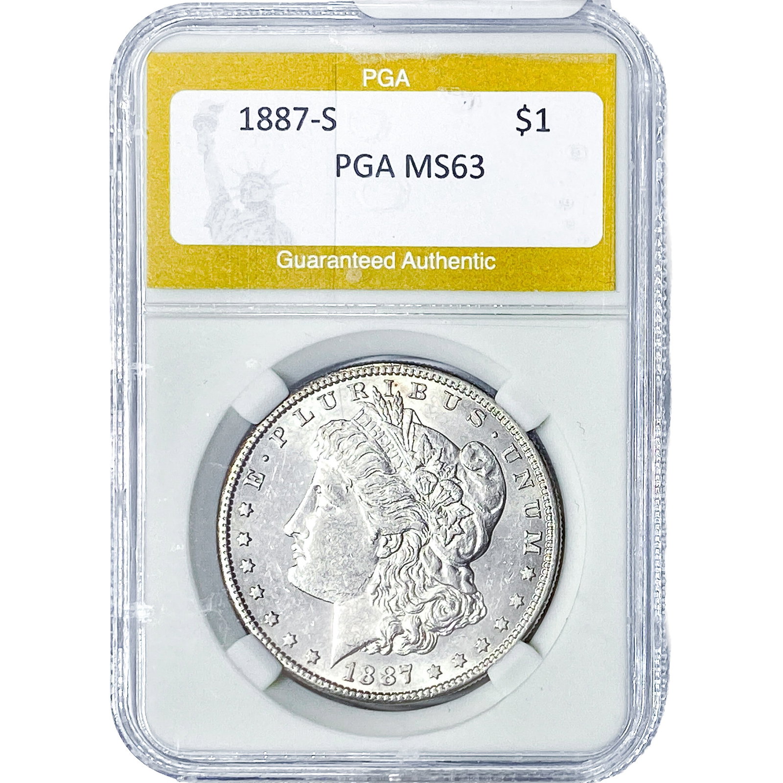 1887-S Morgan Silver Dollar PGA MS63: 1887-S Morgan Silver Dollar PGA MS63