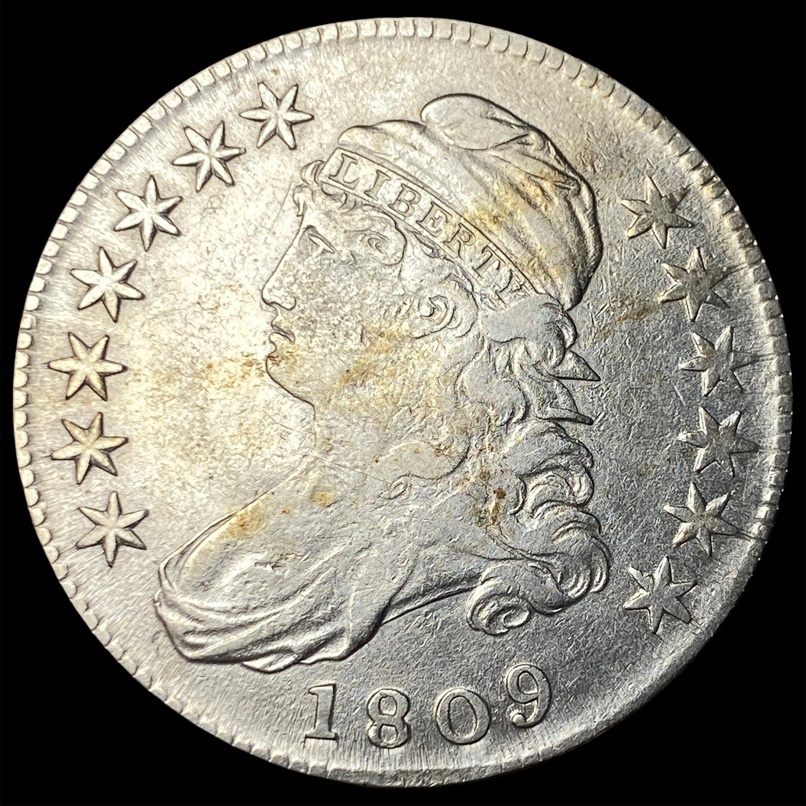 1809 Capped Bust Silver Half Dollar NEARLY UNCIRCULATED: 1809 Capped Bust Silver Half Dollar NEARLY UNCIRCULATED