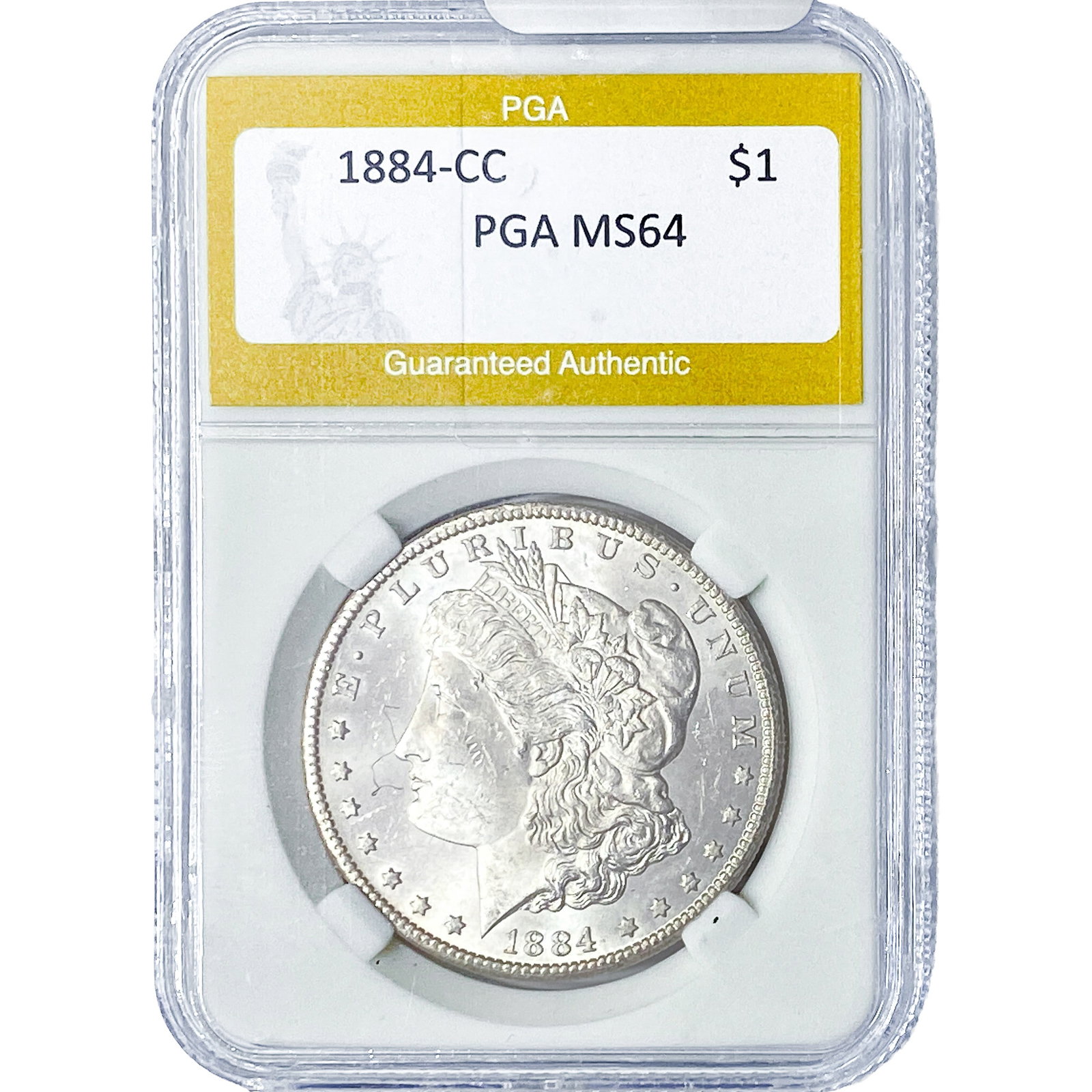 1884-CC Morgan Silver Dollar PGA MS64: 1884-CC Morgan Silver Dollar PGA MS64
