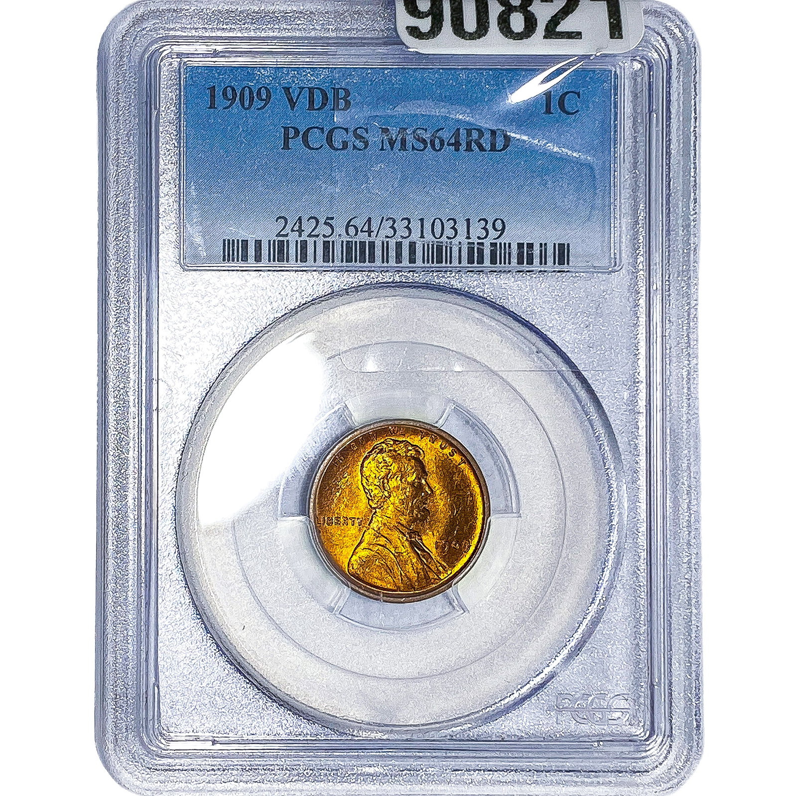 1909 VDB Wheat Cent PCGS MS64 RD: 1909 VDB Wheat Cent PCGS MS64 RD