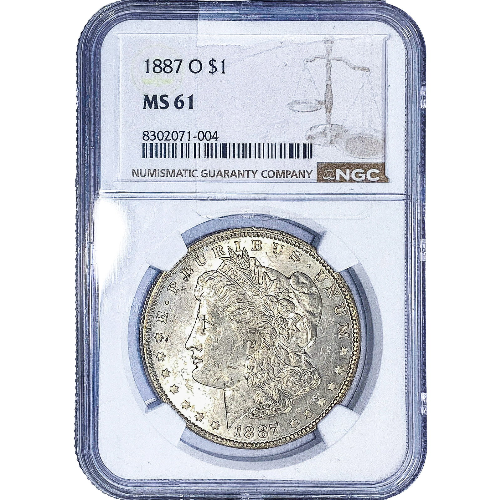 1887-O Morgan Silver Dollar NGC MS61: 1887-O Morgan Silver Dollar NGC MS61