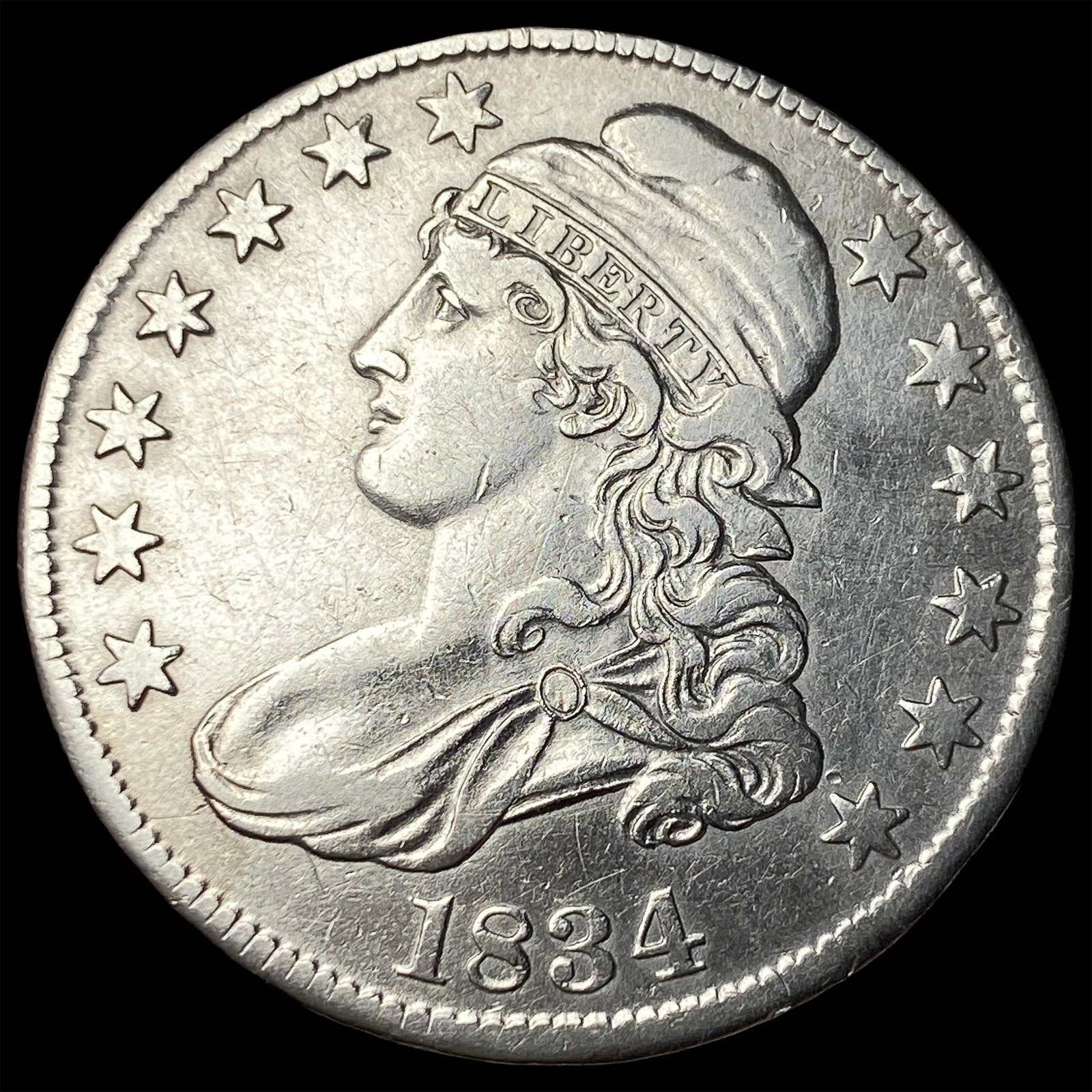 1834 Capped Bust Half Dollar NEARLY UNCIRCULATED: 1834 Capped Bust Half Dollar NEARLY UNCIRCULATED