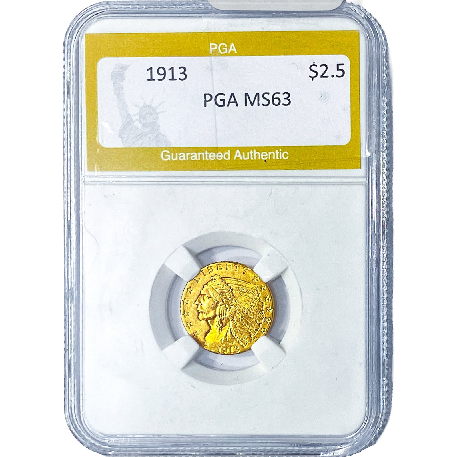 1913 $2.50 Gold Quarter Eagle PGA MS63: 1913 $2.50 Gold Quarter Eagle PGA MS63