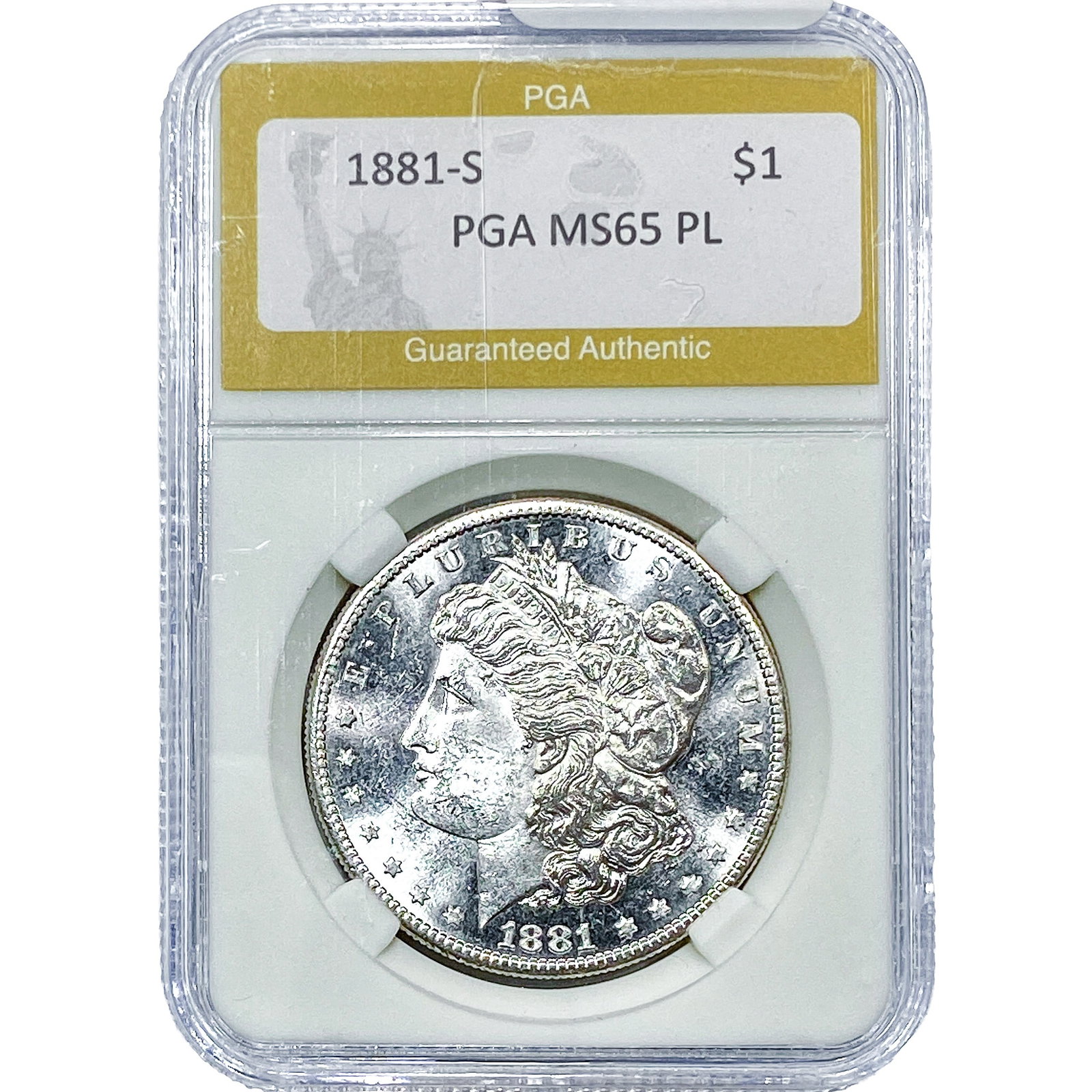 1881-S Morgan Silver Dollar PGA MS65 PL: 1881-S Morgan Silver Dollar PGA MS65 PL