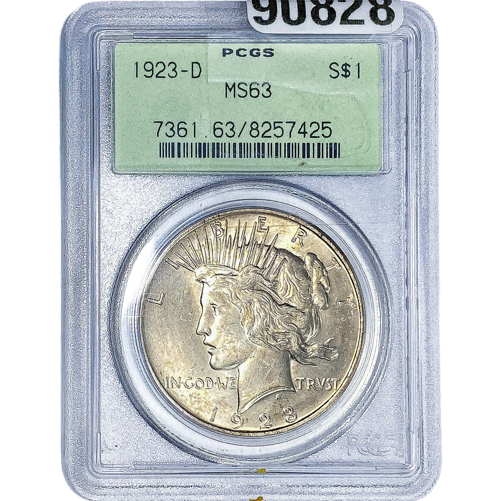 1923-D Silver Peace Dollar PCGS MS63: 1923-D Silver Peace Dollar PCGS MS63