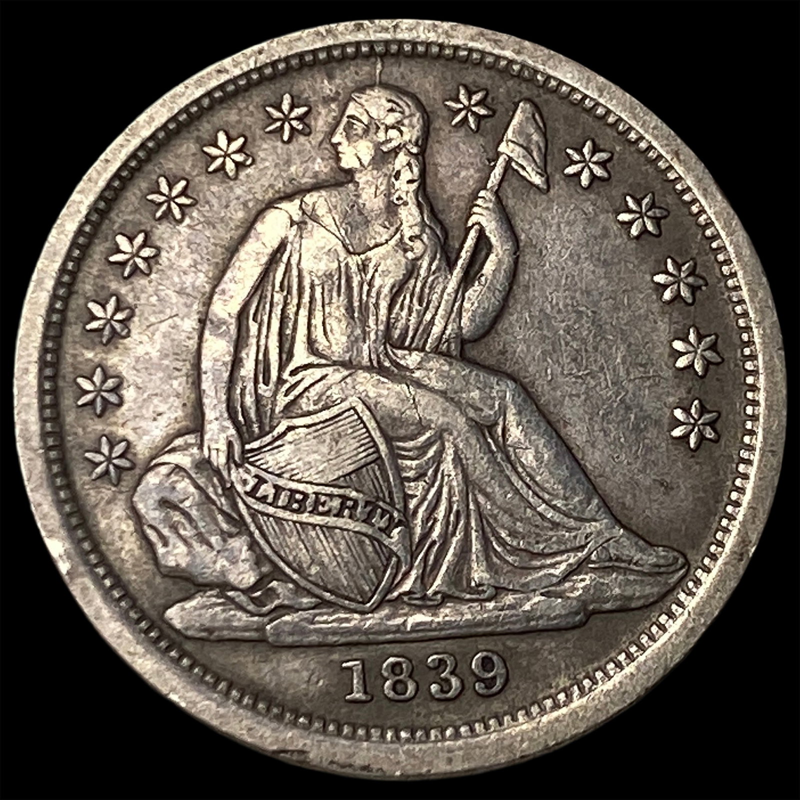 1839 Seated Liberty Dime NEARLY UNCIRCULATED (1 of 2)