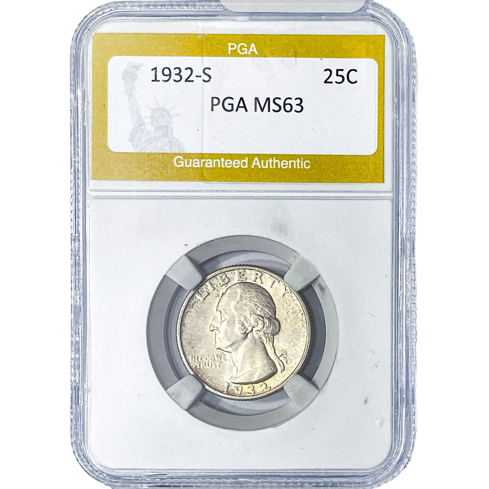1932-S Washington Silver Quarter PGA MS63: 1932-S Washington Silver Quarter PGA MS63