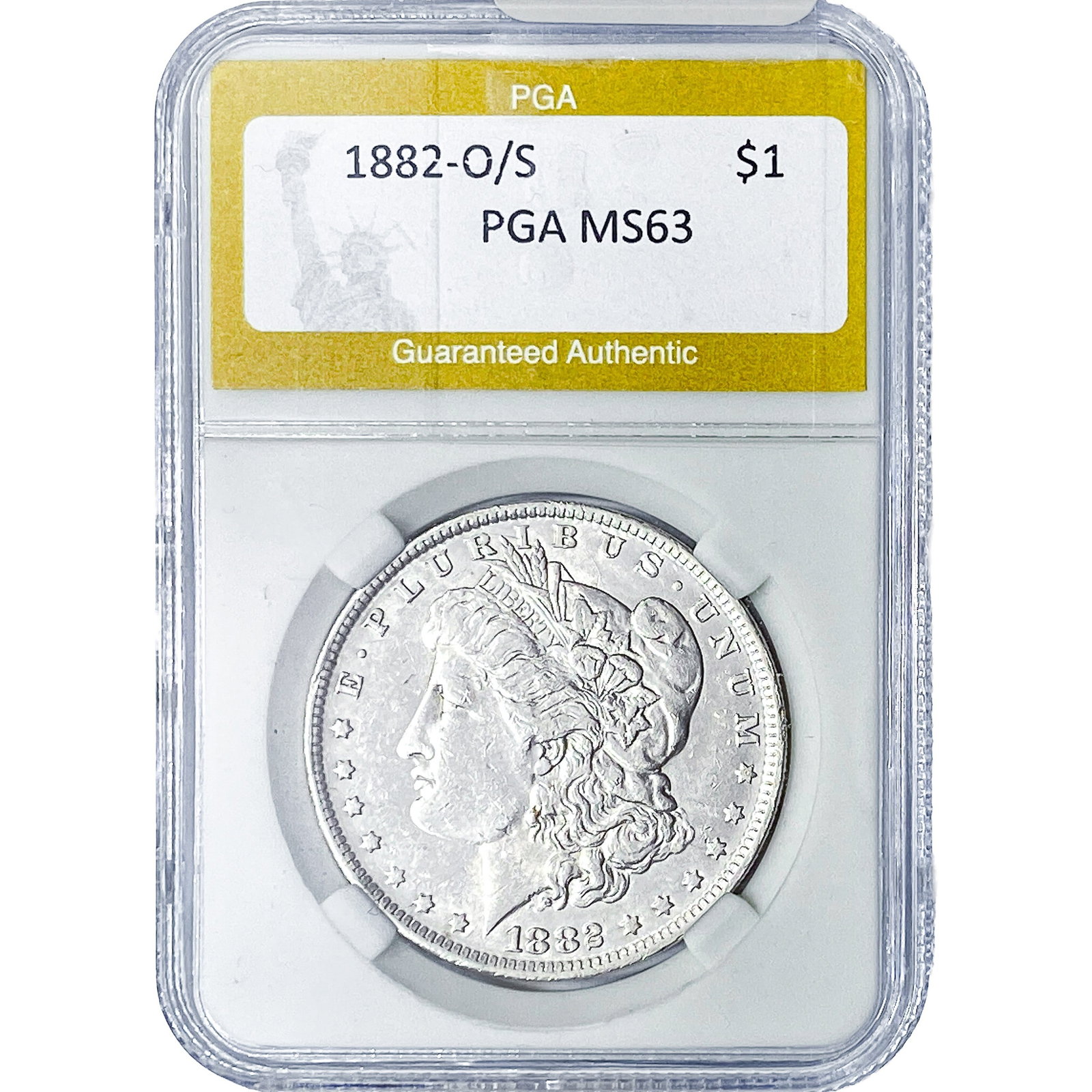 1882-O/S Morgan Silver Dollar PGA MS63: 1882-O/S Morgan Silver Dollar PGA MS63