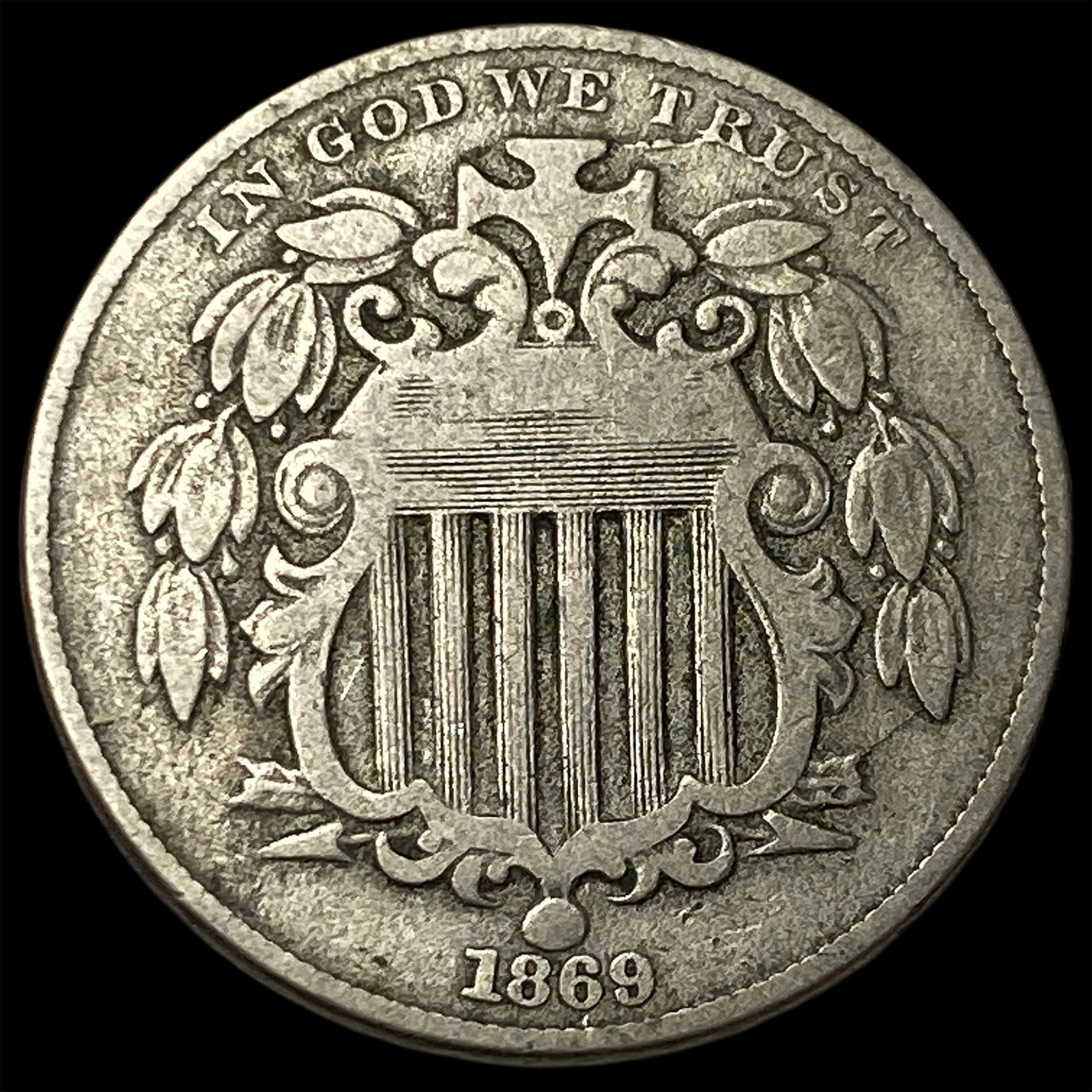 1869 Shield Nickel LIGHTLY CIRCULATED: 1869 Shield Nickel LIGHTLY CIRCULATED