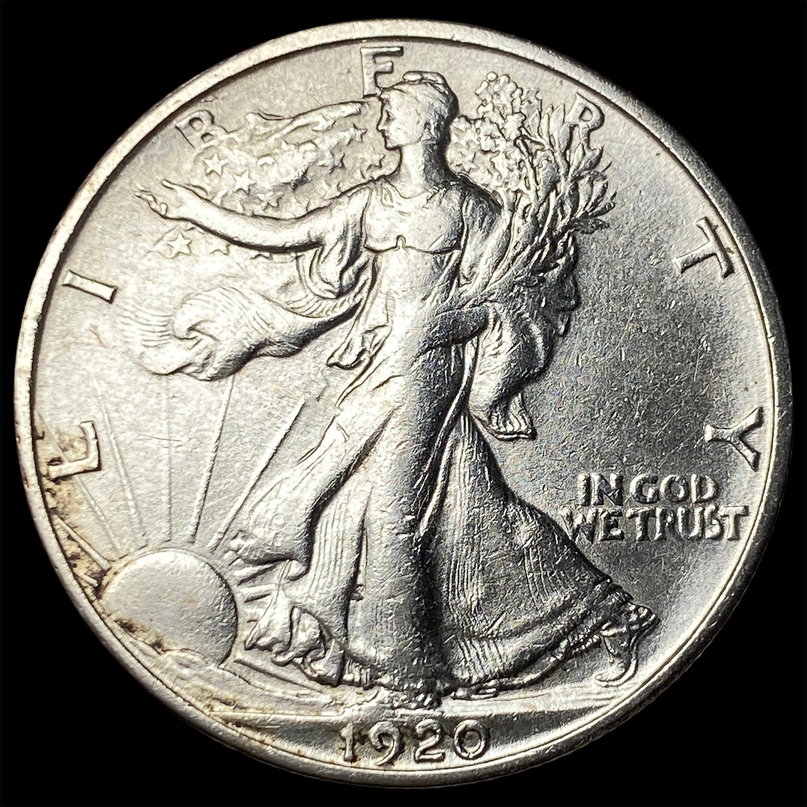 1920-S Silver Walking Liberty Half Dollar CLOSELY UNCIRCULATED: 1920-S Silver Walking Liberty Half Dollar CLOSELY UNCIRCULATED