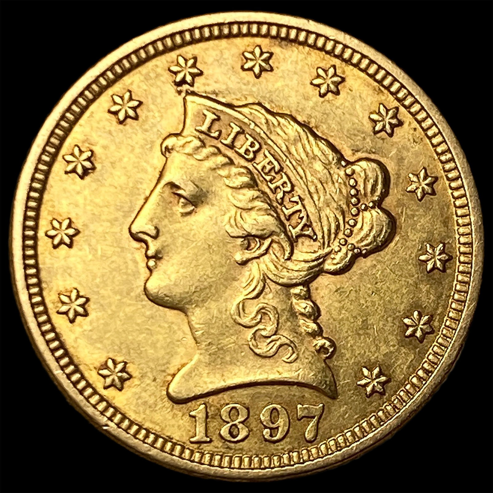 1897 Liberty Head Gold $2.50 Quarter Eagle CLOSELY UNCIRCULATED: 1897 Liberty Head Gold $2.50 Quarter Eagle CLOSELY UNCIRCULATED