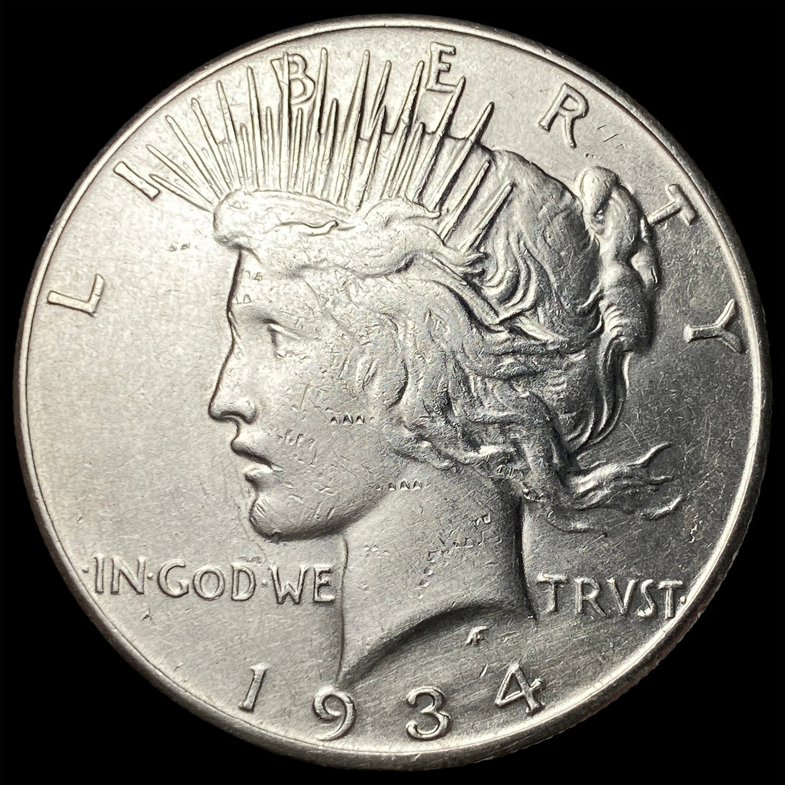 1934-S Silver Peace Dollar NEARLY UNCIRCULATED: 1934-S Silver Peace Dollar NEARLY UNCIRCULATED