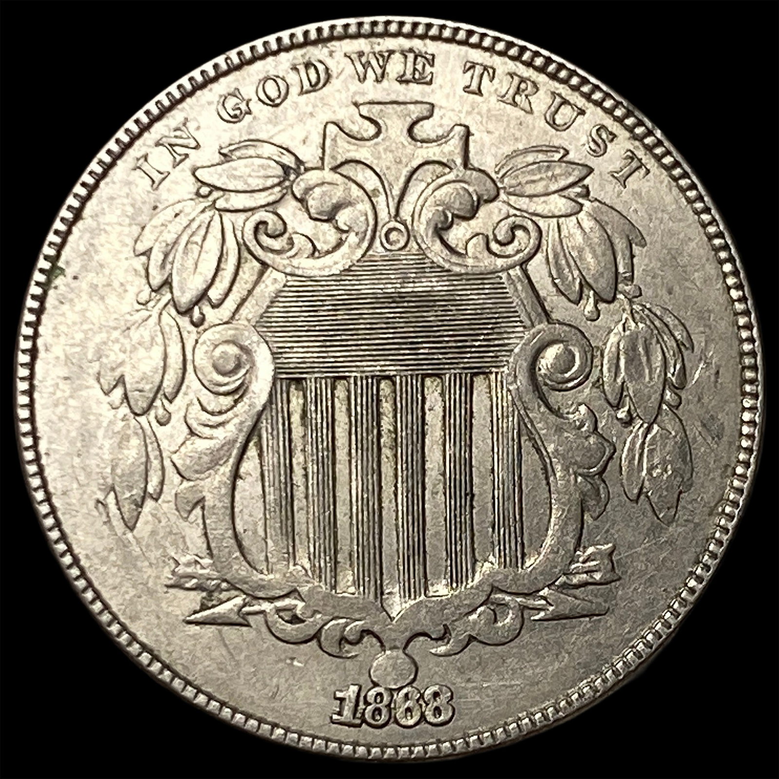 1868 Shield Nickel CLOSELY UNCIRCULATED: 1868 Shield Nickel CLOSELY UNCIRCULATED