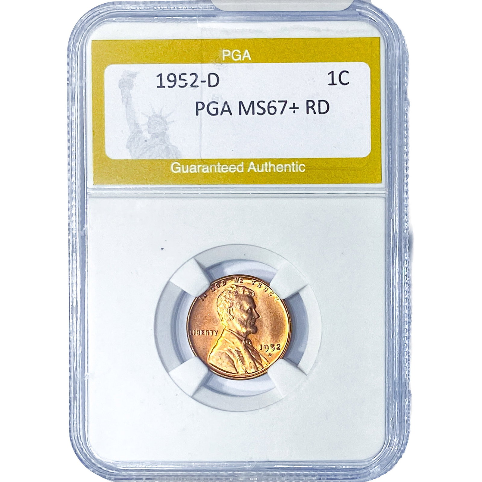 1952-D Wheat Cent PGA MS67+ RD: 1952-D Wheat Cent PGA MS67+ RD
