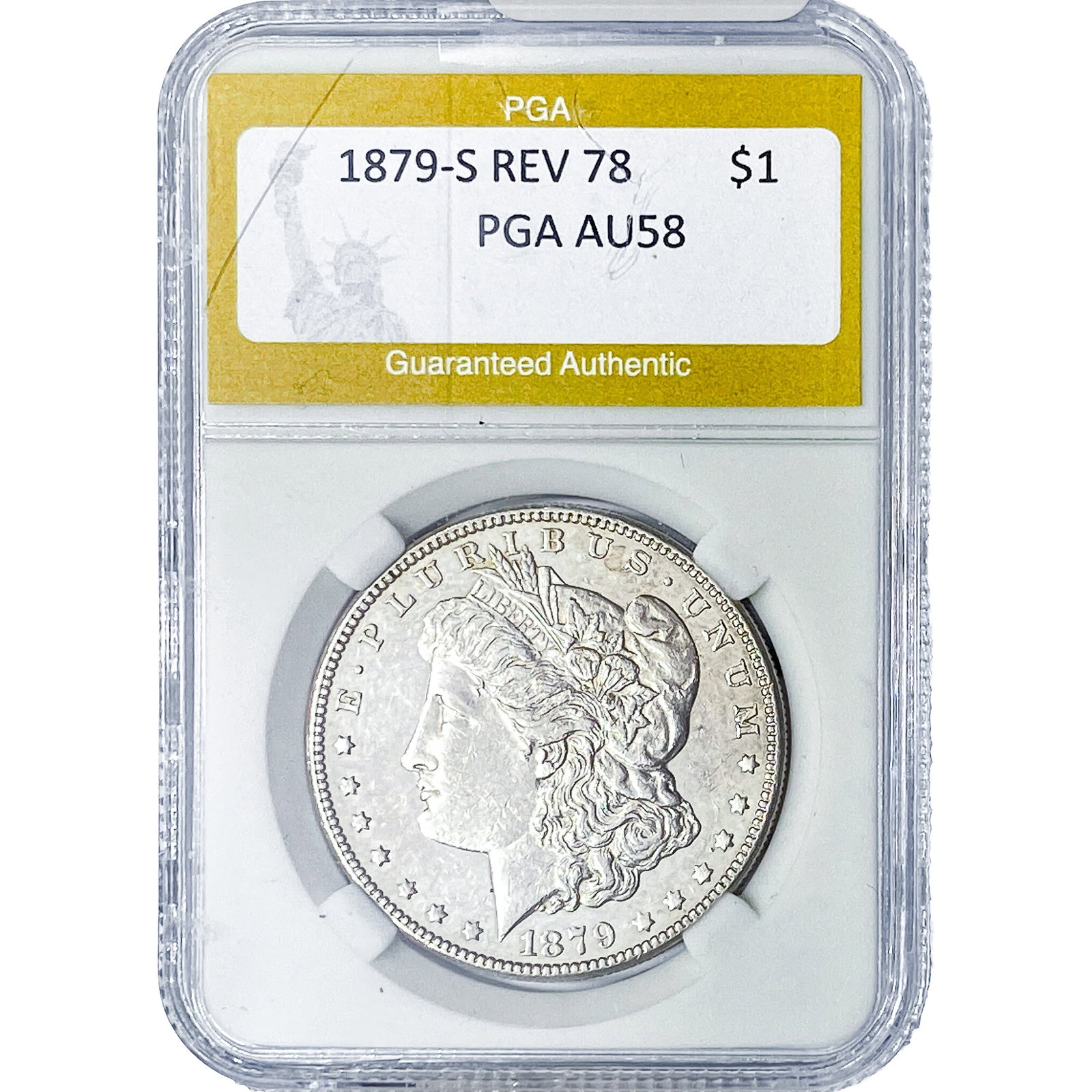 1879-S REV 78 Morgan Silver Dollar PGA AU58: 1879-S REV 78 Morgan Silver Dollar PGA AU58
