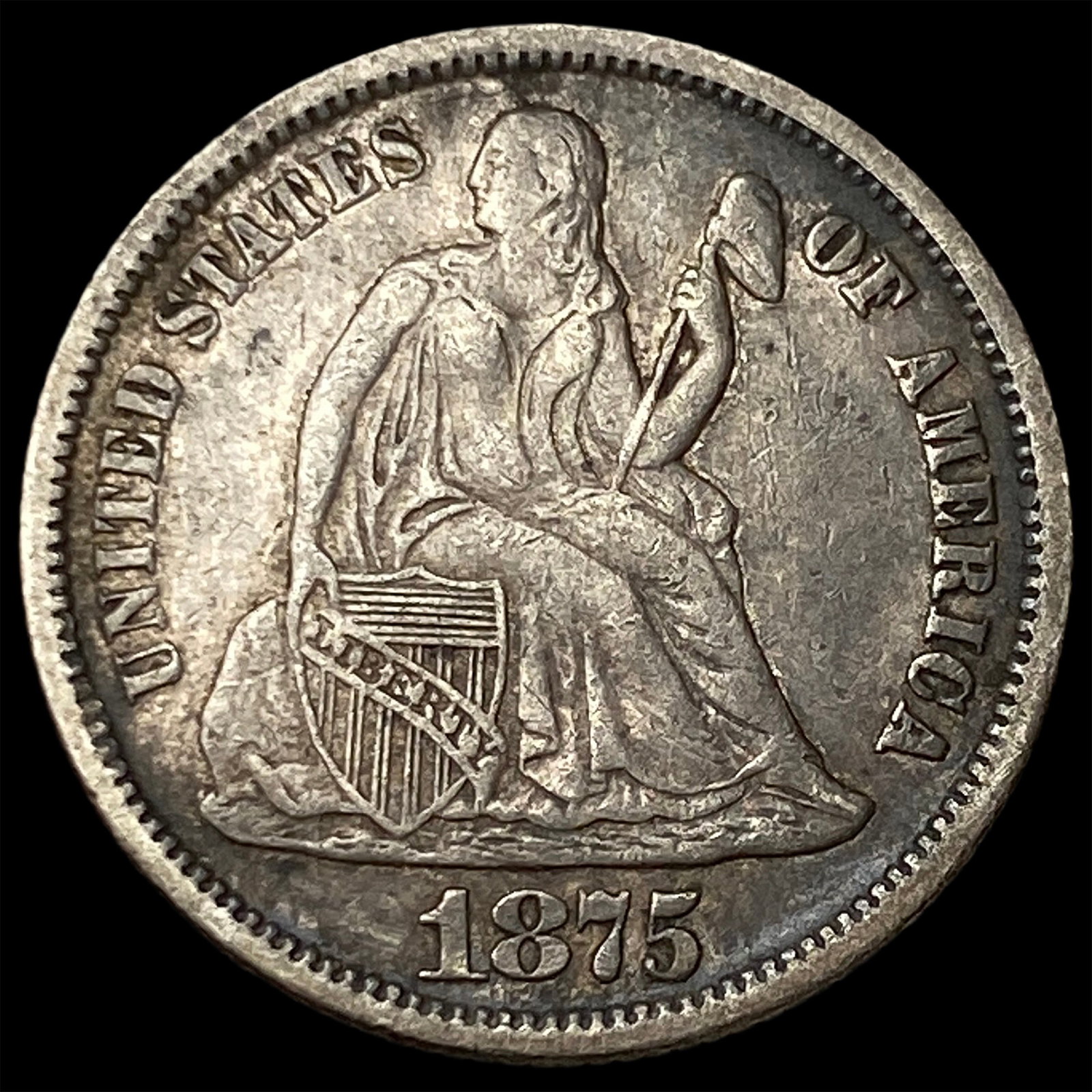 1875 Seated Liberty Dime NEARLY UNCIRCULATED (1 of 2)