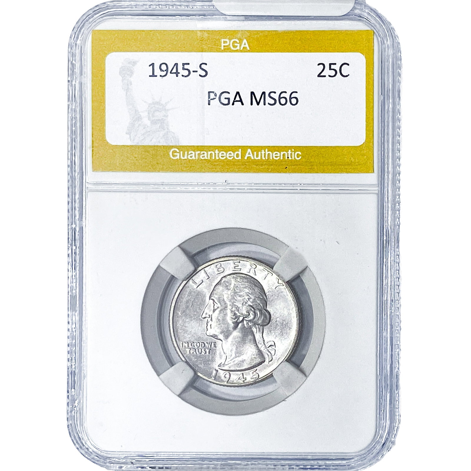 1945-S Washington Silver Quarter PGA MS66: 1945-S Washington Silver Quarter PGA MS66