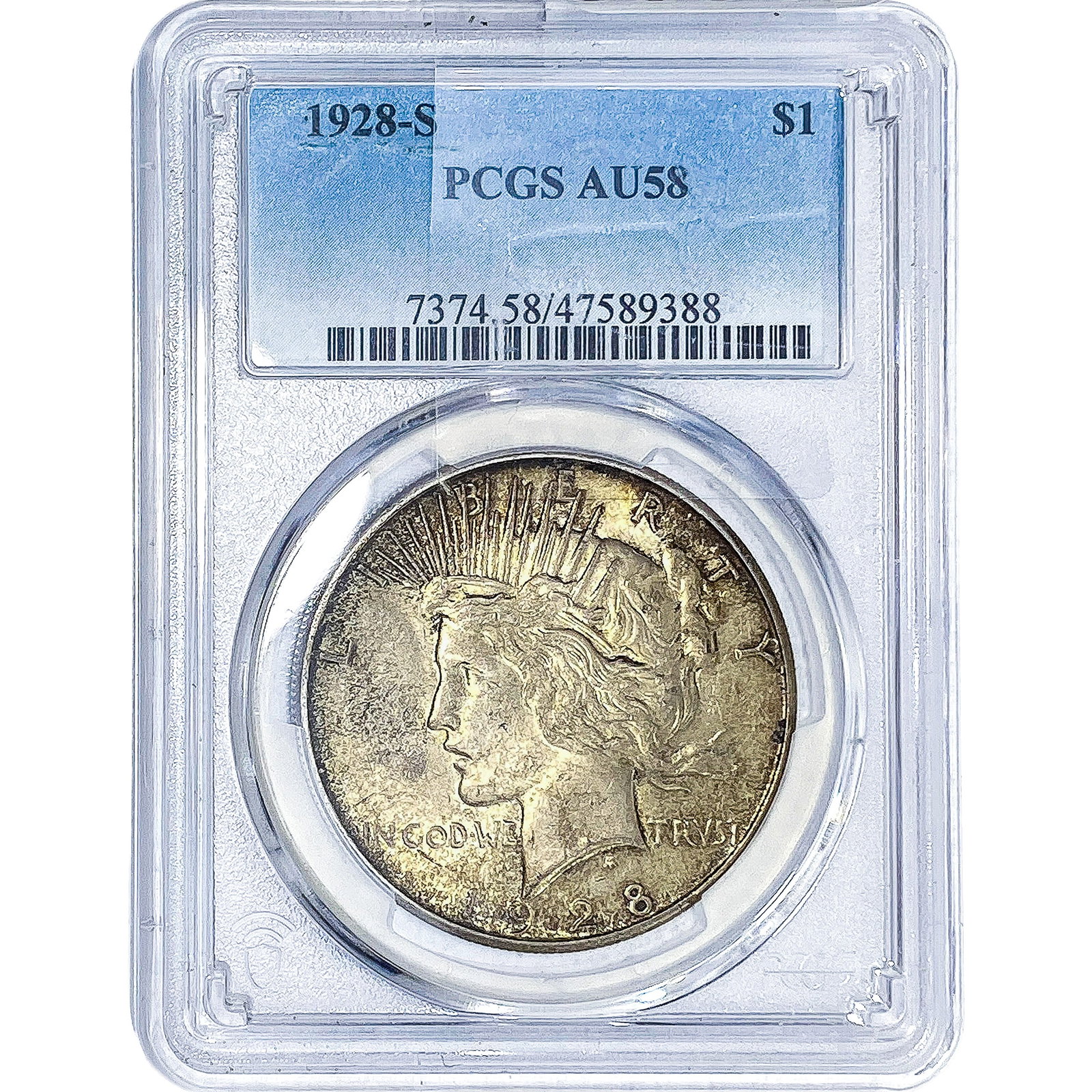 1928-S Silver Peace Dollar PCGS AU58: 1928-S Silver Peace Dollar PCGS AU58