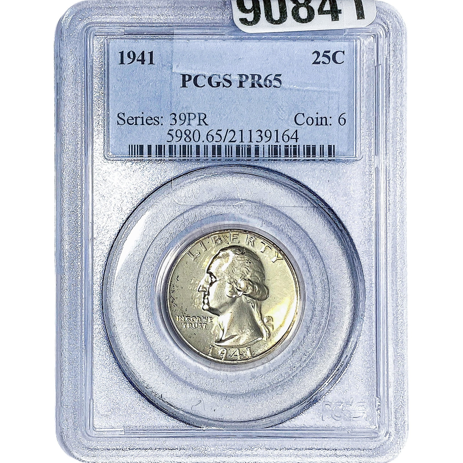 1941 Washington Silver Quarter PCGS PR65: 1941 Washington Silver Quarter PCGS PR65