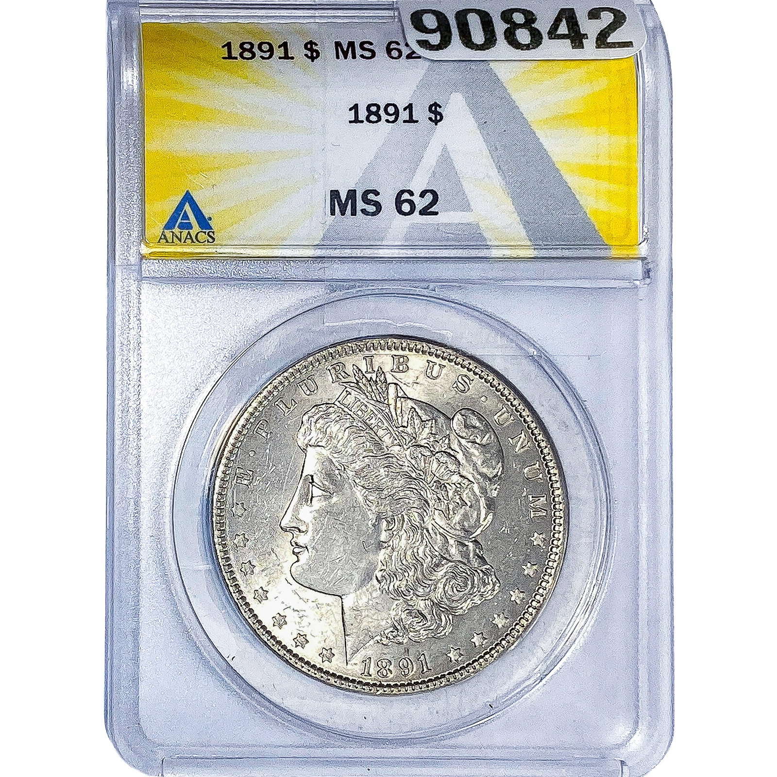 1891 Morgan Silver Dollar ANACS MS62: 1891 Morgan Silver Dollar ANACS MS62