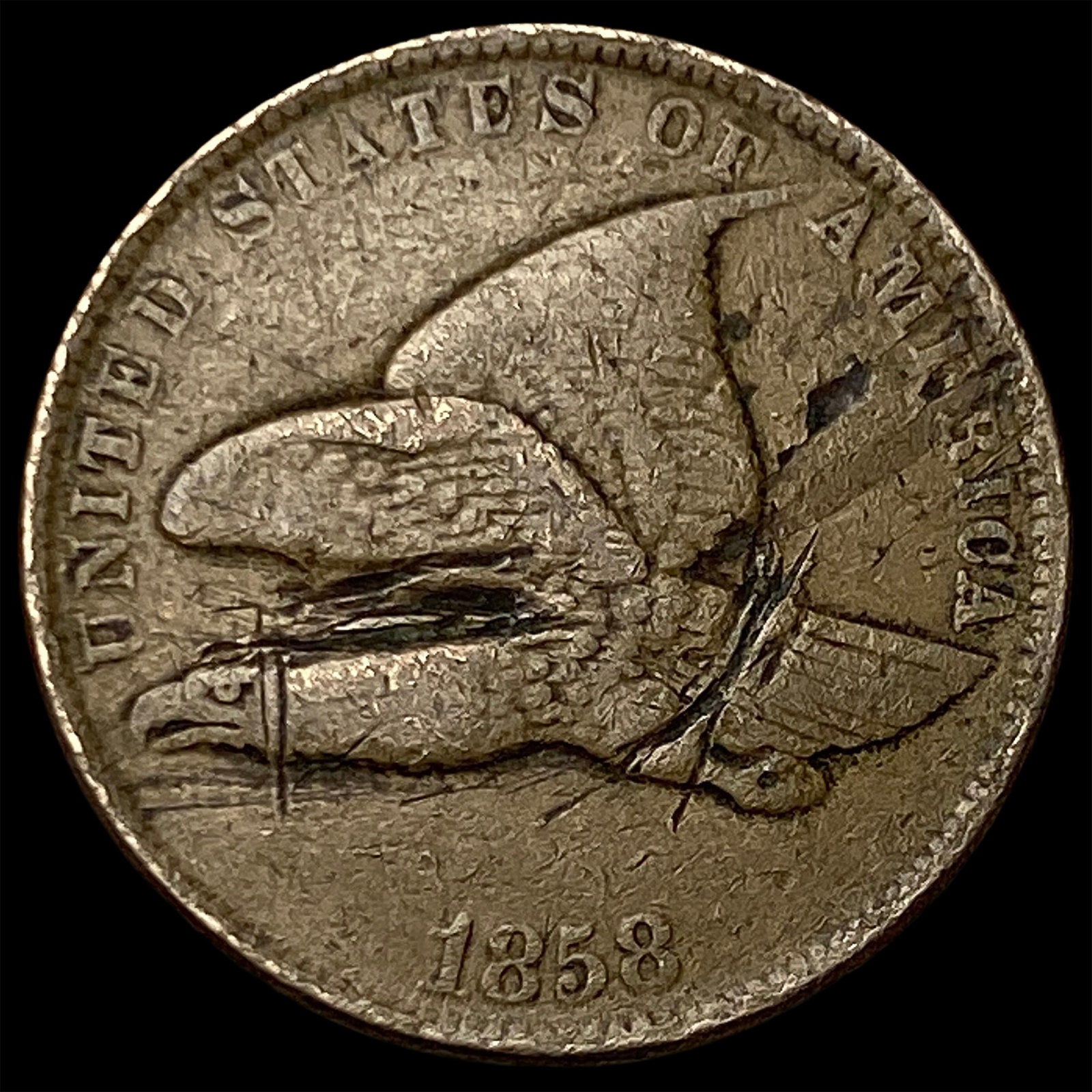 1858 Copper-Nickel Flying Eagle Cent NICELY CIRCULATED: 1858 Copper-Nickel Flying Eagle Cent NICELY CIRCULATED