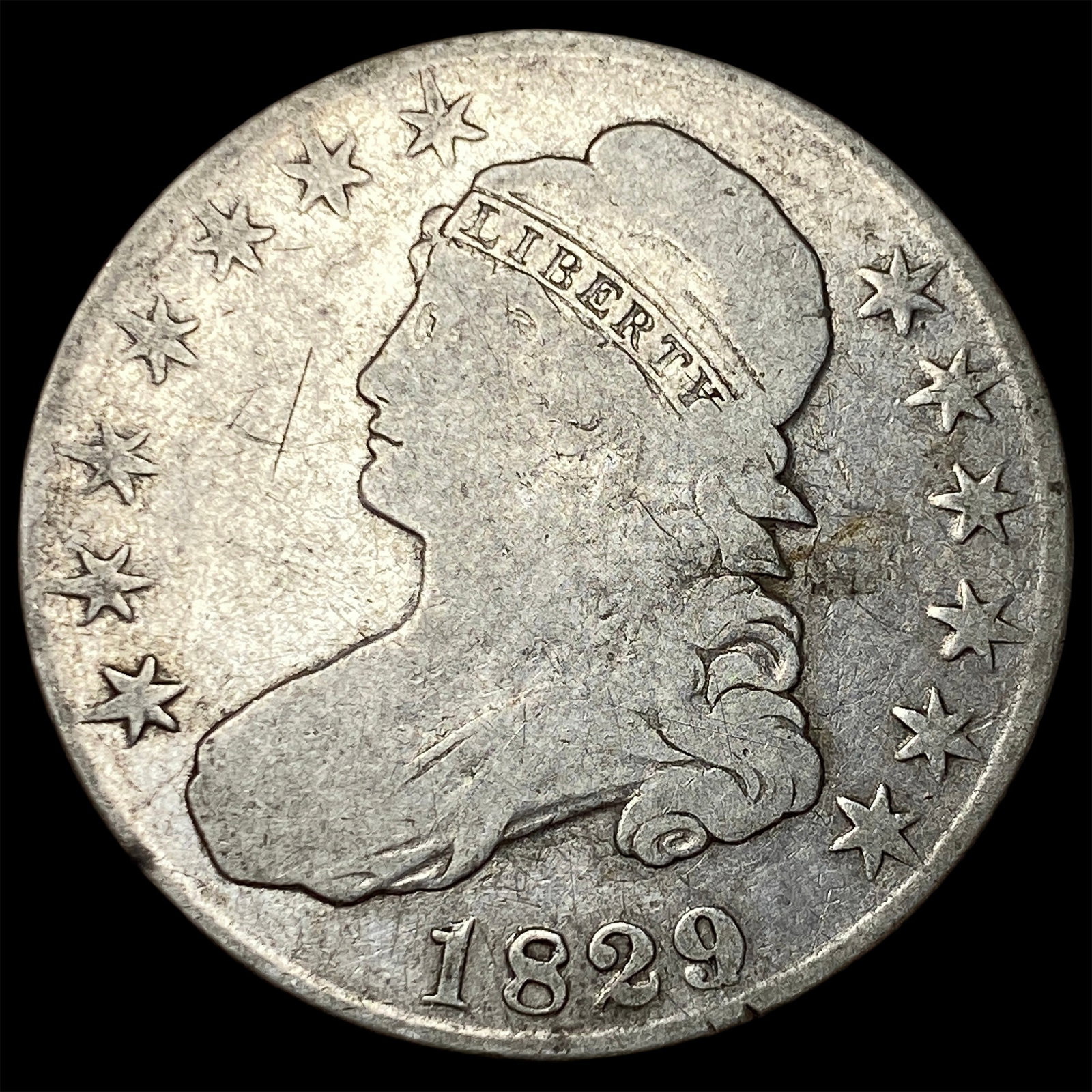 1829 Capped Bust Half Dollar NICELY CIRCULATED: 1829 Capped Bust Half Dollar NICELY CIRCULATED