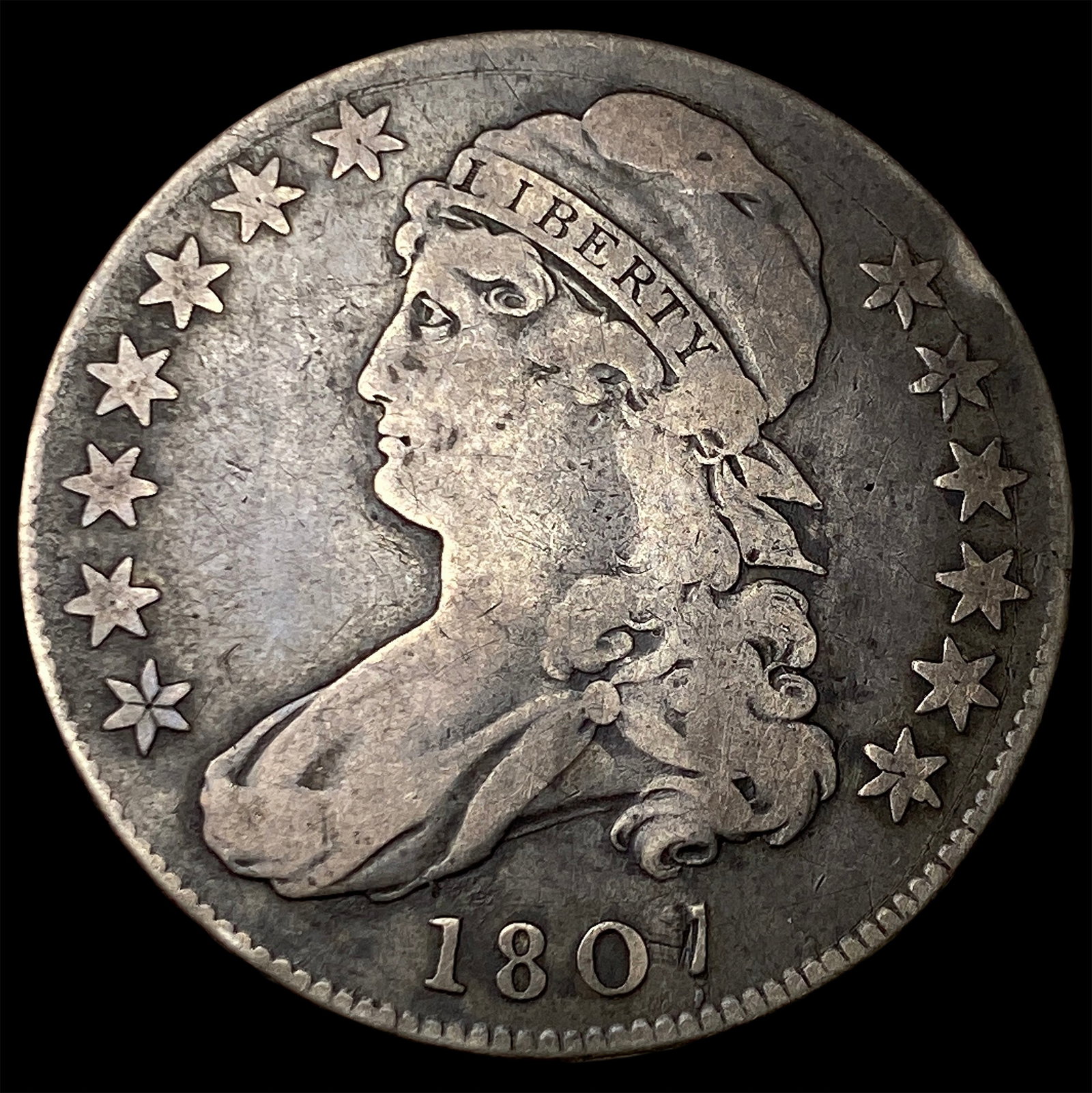 1801 Silver Draped Bust Half Dollar LIGHTLY CIRCULATED: 1801 Silver Draped Bust Half Dollar LIGHTLY CIRCULATED