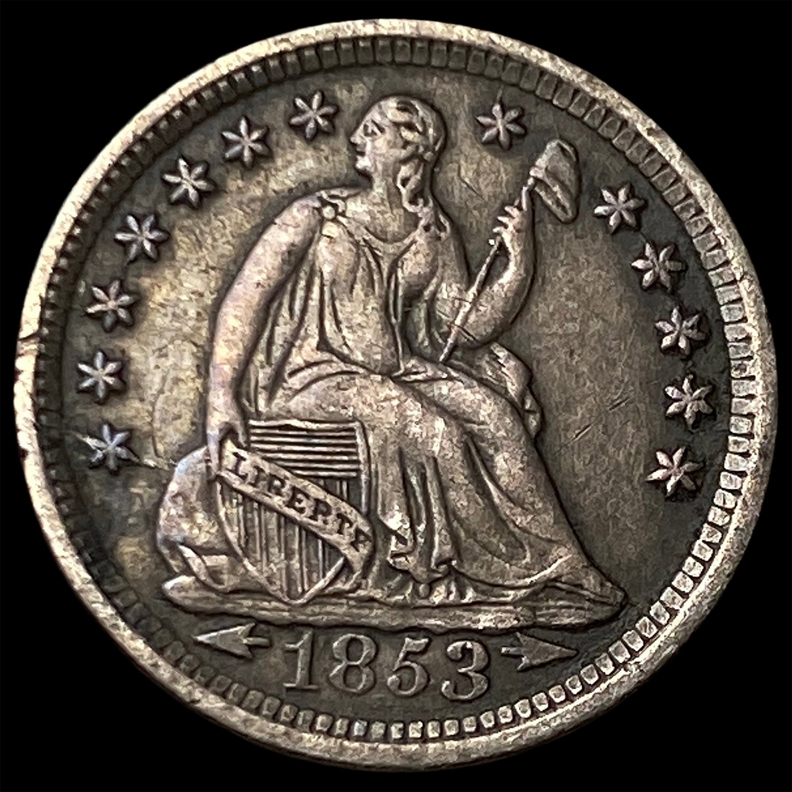 1853-O Silver Half Dime NEARLY UNCIRCULATED: 1853-O Silver Half Dime NEARLY UNCIRCULATED