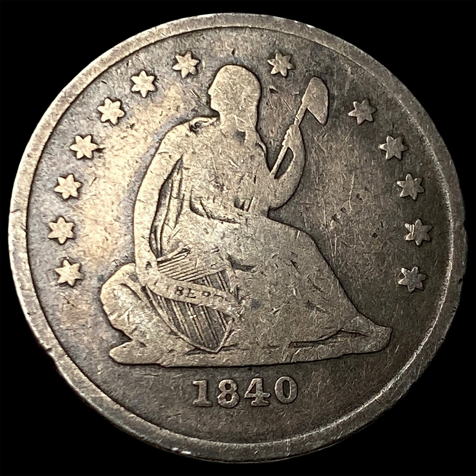 1840-O Silver Seated Liberty Quarter NICELY CIRCULATED: 1840-O Silver Seated Liberty Quarter NICELY CIRCULATED