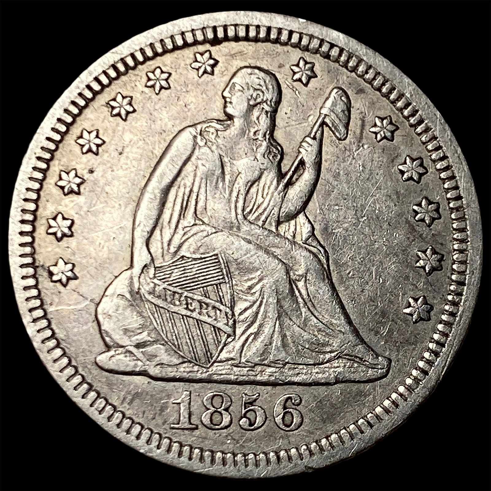 1856 Seated Liberty Quarter NEARLY UNCIRCULATED: 1856 Seated Liberty Quarter NEARLY UNCIRCULATED